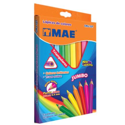 [CMJ-12T] Colores Mae CMJ-12T Triangulares Jumbo Caja C/12 Pzas