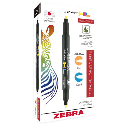[300NJACNC006] Resaltador Zebra Jroller HL Doble punta color naranja caja c/6