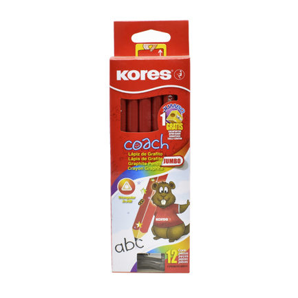 [925305] Lapiz grafito Kores jumbo coach triangular 2HB rojo 1 pz 