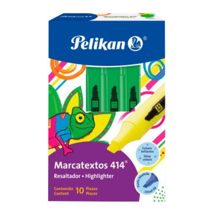[30160006] Marcador Resaltador Pelikan 414 Color Verde C/10 Pzas