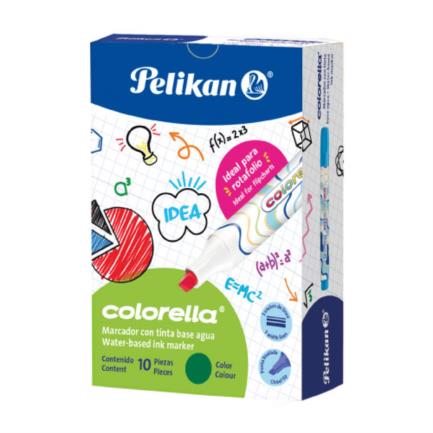 [30111807] Marcador Pelikan Colorella Tinta Base Agua Color Verde Oscuro C/10 Pzas