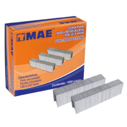[GR-1000 # 15/16] Grapas Mae Industriales Uso Pesado No. 15/16 Engrapa 190 a 220 Hojas Caja C/1000