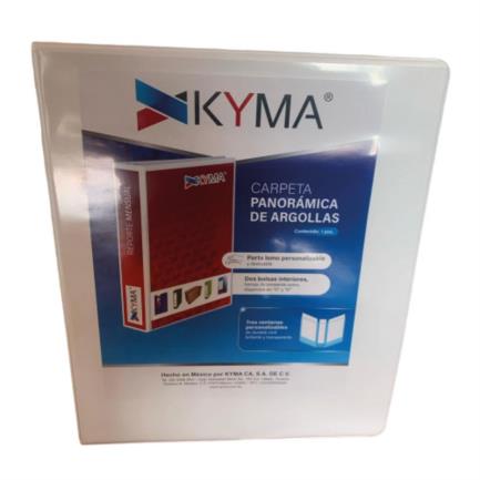 [CPKCBHD-200-BCOF] Carpeta Panorámica Kyma de Vinil Tamaño Oficio 2" Aro en "D" Blanca