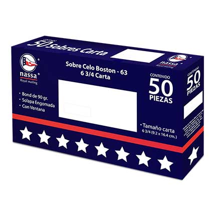 [HA0204] SOBRE NASSA CORRESP. C/VENTANA CARTA 20PQTES C/50