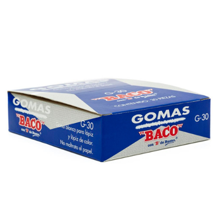 [GM002] BORRADOR BACO BLANCO P/LAPIZ MEDIANO C/30 BORRADORES