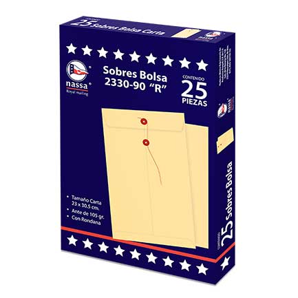 [IA0304] SOBRE BOLSA NASSA CARTA ANTE C.R. 8 PQS C/25 PZS 23X30.5 CMS