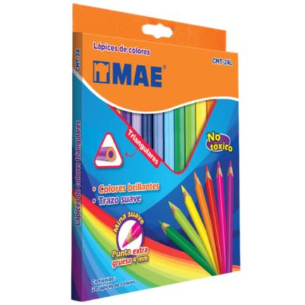 [CMT-24L] Colores Mae CMT-24L Triangulares Largos C/24 Pzas