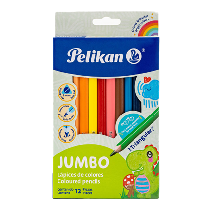 [30330306] Colores Pelikan Jumbo Triangulares C/12 Pzas