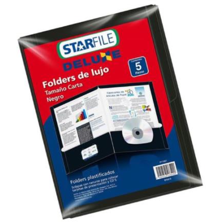 [PY1061] Folder Mapasa Deluxe Carta 24x30 Color Negro C/5 Pzas