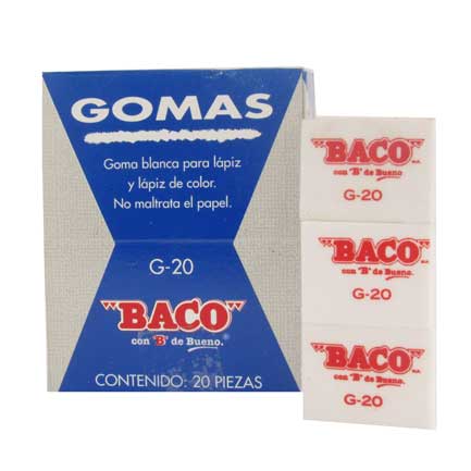 [GM003] BORRADOR BACO BLANCO P/LAPIZ GRANDE C/20