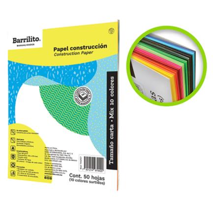 [7442PCT] Block Papel Construcción Barrilito Mix Carta Colores Surtidos C/50 Hojas
