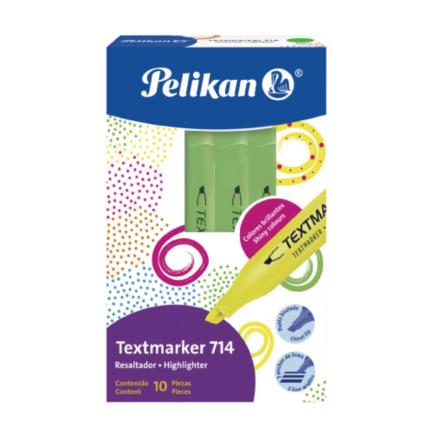 [30165006] Marcador Resaltador Pelikan 714 Color Verde C/10 Pzas