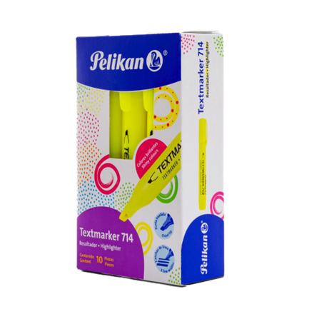 [30165005] Marcador Resaltador Pelikan Textmarker 714 Color Amarillo C/10 Pzas