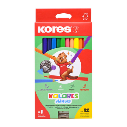 [935120] COLORES TRIANGULARES KORES JUMBO 5MM ESTUCHE C/12