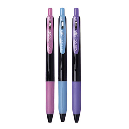 [809PSTFNB003] Boigrafo Zebra decoshine retractil Punto fino 0.5 tinta gel colores surtidos pastel caja c/3