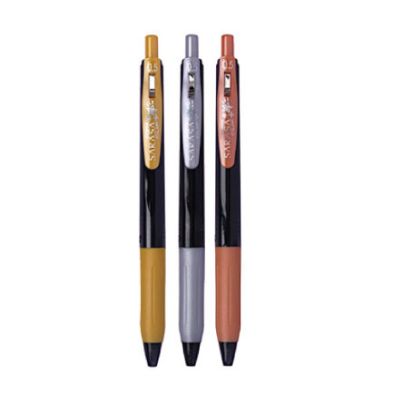 [809MTLFNB003] Boigrafo Zebra decoshine retractil Punto fino 0.5 tinta gel colores surtidos metalicos caja c/3