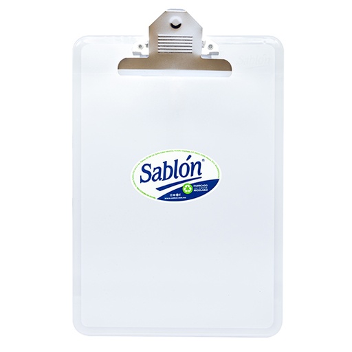 [AZO-TAB-2313CR] Tabla de plástico Sablón con clip metálico tamaño carta color cristal