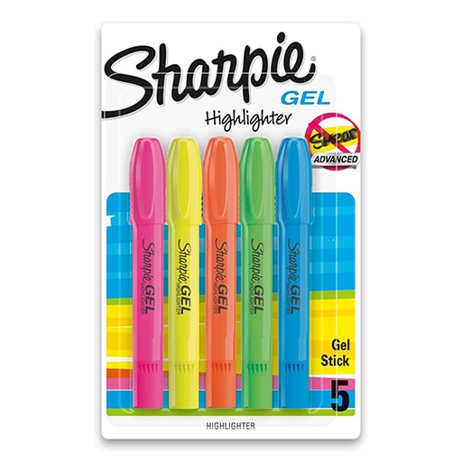 [BER-MAR-803277] Resaltador de texto Sharpie gel blister con 5 piezas colores surtidos.