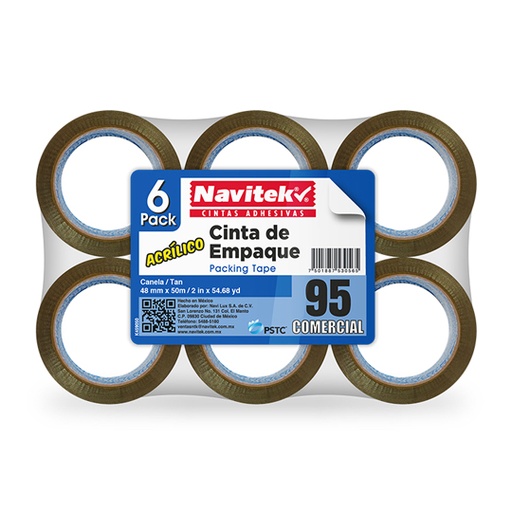 [NAV-ADS-CEC48X5] Cinta de Empaque Uso 95 Navitek Canela 48 Mm X 50 M Empaque con 6 PZAS
