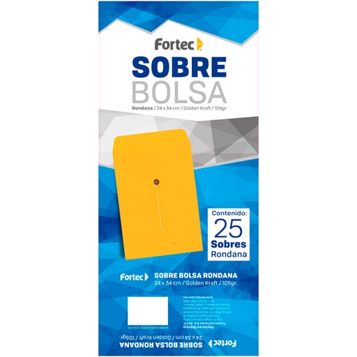 [FTC-SOB-B24KR] Sobre kraft con rondana Fortec oficio caja con 25 piezas