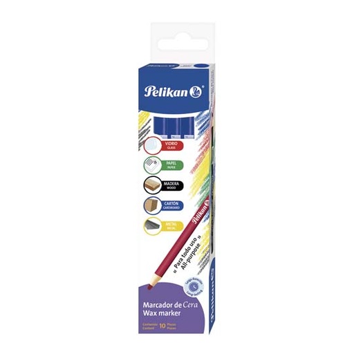 [PEL-MAR-80109] Marcador de cera Pelikan azul caja con 10 piezas
