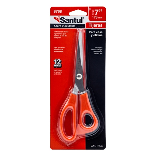 [SAN-TIJ-8768] Tijeras santul de 7 pulgadas color rojo.