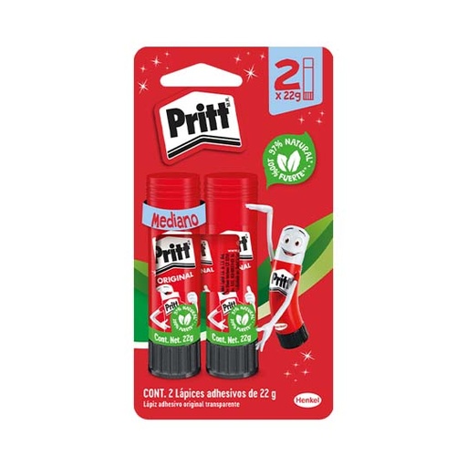 [HEN-PEG-2780669] Lápiz adhesivo Pritt en barra de 22 grs blíster con 2 piezas