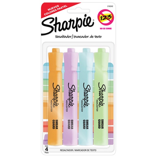 [BER-MAR-65242] Resaltador Sharpie Tank con 4 piezas colores pastel surtidos