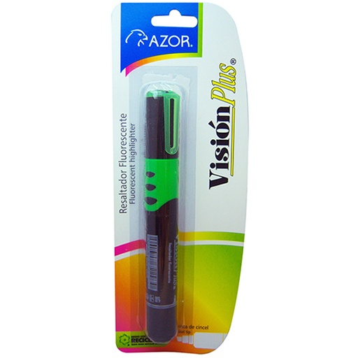 [AZO-MAR-2610VE] Resaltador de texto Vision Plus punta cincel 6 mm color verde blíster