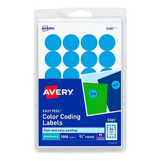 [AVE-ETI-2103] Etiqueta redonda removible azul claro AVERY tecnología laser/inkjet