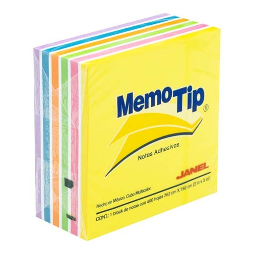 [JAN-PST-6590303] Notas Adhesivas multi Memo Tip neon 3x3 pulg 1 block con 400 hojas