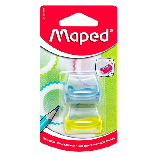 [MPD-SAC-063110Z] Sacapuntas vivo Maped 1 orificio 2 piezas colores surtidos