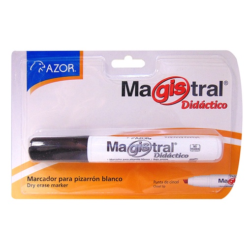 [AZO-MAR-8351NE] Marcador Magistral Didáctico punta cincel 6 mm color negro blíster con 1 pieza