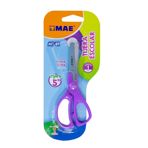 [MAE-TIJ-MT5T] Tijera escolar MAE de 5 pulgadas colores surtidos 1 pieza