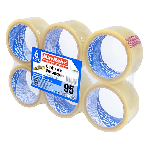 [NAV-ADS-CE48X50] Cinta de empaque uso 95 Navitek transparente 48 mm x 50 m empaque con 6 pzas
