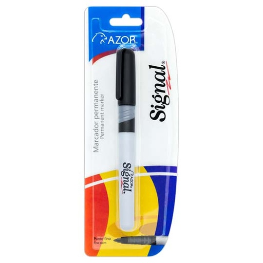 Marcador Permanente Fino Signal Punta Bala 1.5 Mm Color Negro Blíster