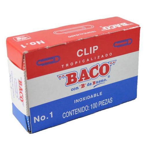 [BAC-CLI-TROPIC1] Clip Baco tropicalizado no.1, 1 caja con 100 clips