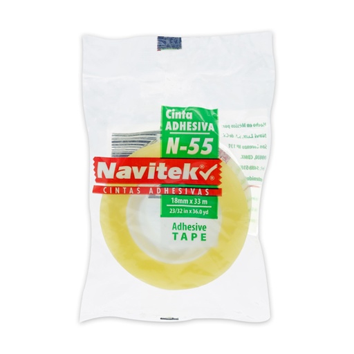 [NAV-ADS-18033] Cinta Corte Fácil N55 Navitek Transparente 18 Mm X 33 M Uso Escolar/Oficina