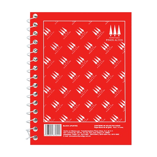 [PIN-CUA-LAP] Libreta de apuntes Pinos Altos francesita de raya 80 hojas