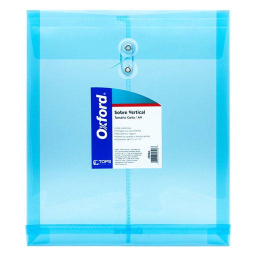 [ESS-SOB-F509A] Sobre porta documentos vertical Oxford carta color azul 1 pieza