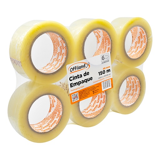 [NAV-ADS-OET4815] Cinta de empaque uso 040 Offiland transparente 48 mm x 150 m empaque 6 pzas