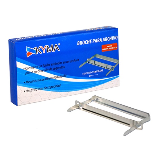 [KYM-BRO-8CMO50] Broche Archivo KYMA 8 cms Caja con 50 piezas.