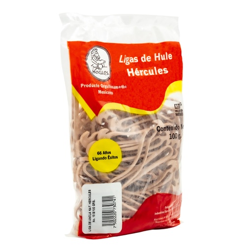 Ligas Hercules de Hule Natural No. 18. Bolsa con 100 Gramos, Tipo Ancla