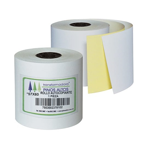 [PIN-ROL-RBA5760] Rollo de papel autocopiante Pinos Altos 57 x 60 mm 50 rollos a granel