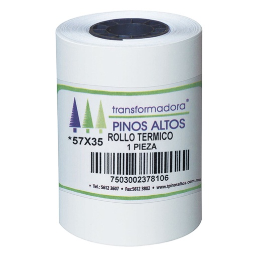 Rollo de Papel Térmico Pinos Altos 57 X 35 Mm Caja con 300 Rollos a Granel