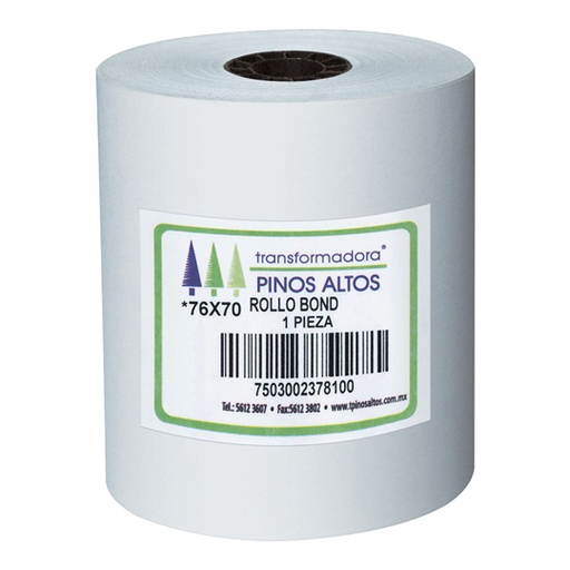 Rollo de Papel Bond Pinos Altos 76 X 70 Mm Caja con 1 Pieza