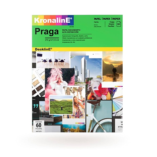 [KRO-PAP-T573] Papel fotografico Kronaline recubierto mate tamaño carta paquete con 60 hojas