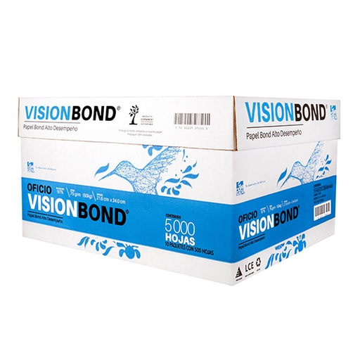 [COP-PAP-VISIONO] Caja de Papel Bond Vision Tamaño Oficio 97% de Blancura 75gr.