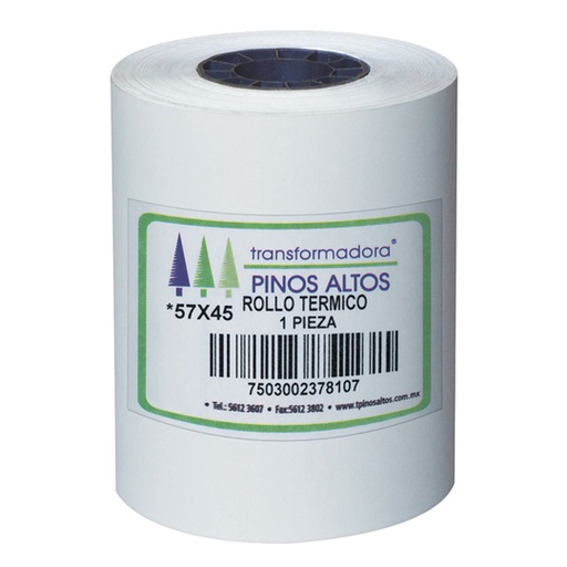 Rollo de Papel Térmico Pinos Altos 57 X 45 Mm Caja con 200 Rollos a Granel