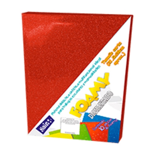 [SAJ-FOM-D1ROJO] Foamy Diamantado Saira Tamaño Carta Rojo 10 Piezas